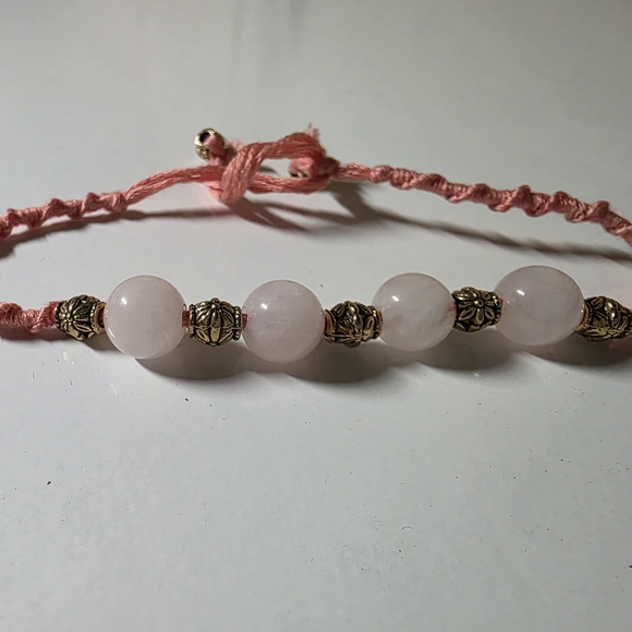 Elegant Pink and Gold Beaded Bracelet - Picture 1 of 2